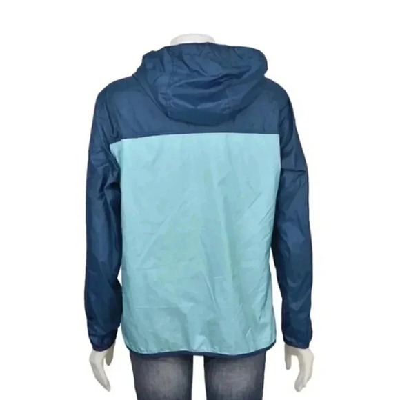 Eddie Bauer Windbreaker Jacket Turquoise Blue Lightweight Hooded Size Large - Picture 3 of 8